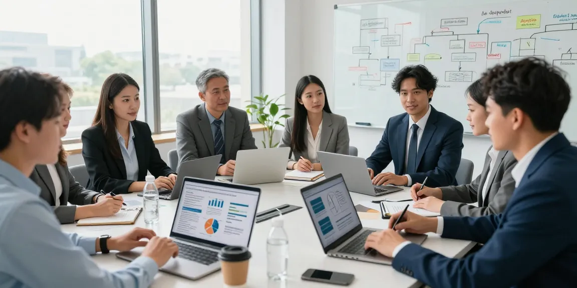Startseite with a diverse team collaborating on data privacy strategies in a modern office.